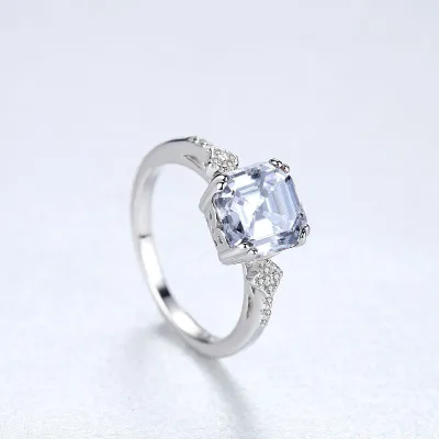 Fashion Colored Glass Gemstone 925 Silver Exquisite Ring