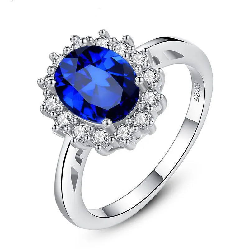 S925 Sterling Silver Ring With Synthetic Sapphire Gemstone For Women Geometric Nepal Style