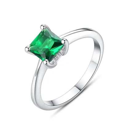 Women's Luxury Fine Jewelry Quality Emerald Gemstone Ring 925 Silver
