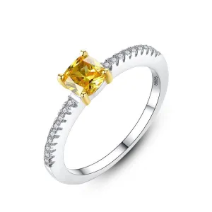 Women Luxury Fine Jewelry Topaz Gemstone Ring 925 Sterling Silver Geometric Style