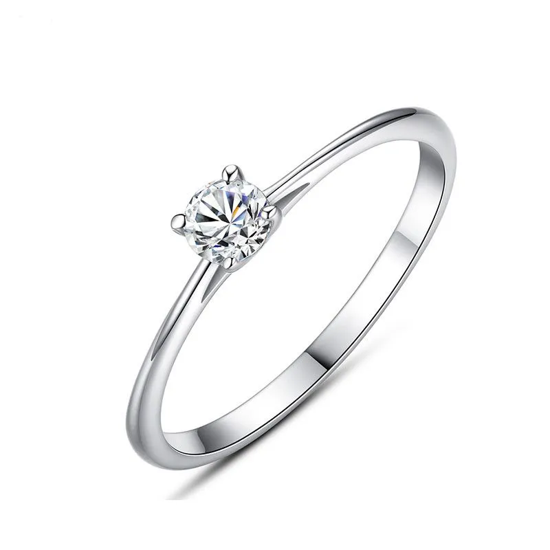 Simple Design High Quality 925 Sterling Silver Diamond Ring