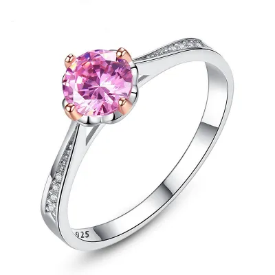 Fashion Women Wedding Fine Jewelry Colored Gemstone 925 Silver Geometric Ring