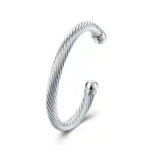 Classical Men's Silver Plated Copper Bangle Bracelet