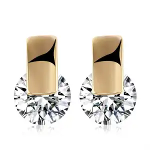 Lady Romantic Style Round Zircon Decoration Copper Stud Earrings