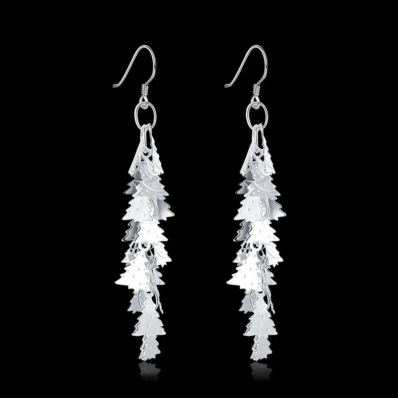 Fashion Christmas Snowflake Earrings Silver Plated Copper Women's Jewelry