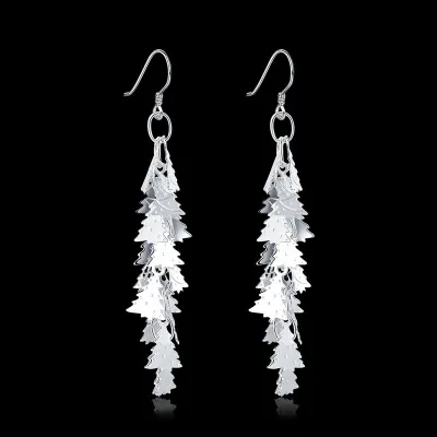 Fashion Christmas Snowflake Earrings Silver Plated Copper Women's Jewelry
