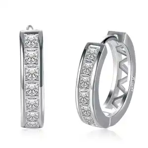 Lady Hollow Zircon Decorated Circle Silver Plated Copper Earrings