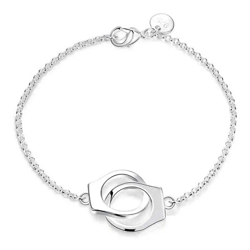 Women's Engagement Luxury Handcuffs Silver Plated Copper Bracelet