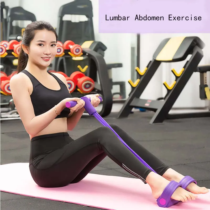 Fashion 4-Tube Foot Pedal Pull Rope Yoga Sit-up Home Fitness Equipment