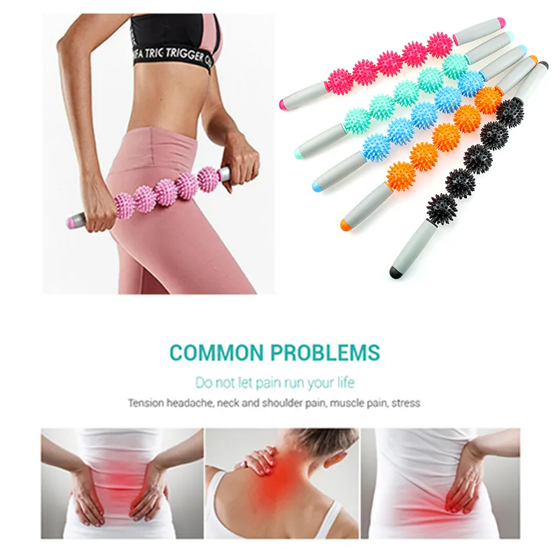 Gym Muscle Massage Relax 5 Point Spiky Ball Roller Stick for Home Fitness