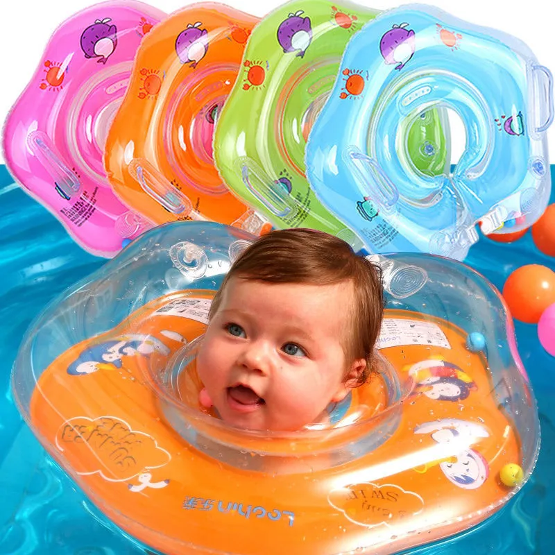 Newborn Inflatable Neck Safety Swimming Ring with Cartoon Pattern