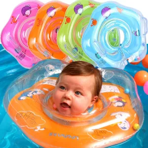 Newborn Inflatable Neck Safety Swimming Ring with Cartoon Pattern