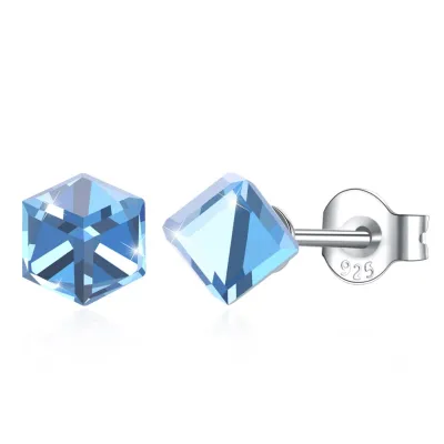 Simple Creative Design Geometric Shiny Crystal Luxury Swarovski Element Sterling Silver Earrings