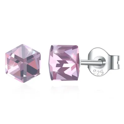 Simple Creative Design Geometric Shiny Crystal Luxury Swarovski Element Sterling Silver Earrings