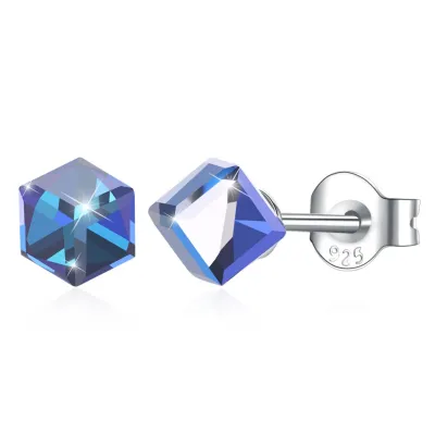 Simple Creative Design Geometric Shiny Crystal Luxury Swarovski Element Sterling Silver Earrings