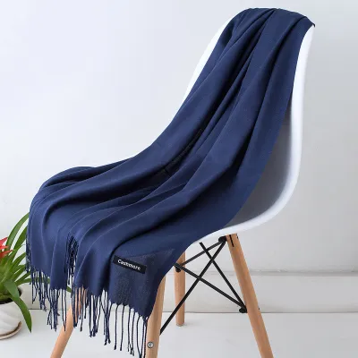 Winter Solid Color Thickening Imitation Cashmere Long Scarf