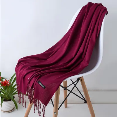 Winter Solid Color Thickening Imitation Cashmere Long Scarf
