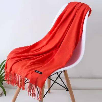 Winter Solid Color Thickening Imitation Cashmere Long Scarf