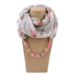 Women Shell Chain Pendant Necklace Scarf Stripe Blended Long Width 52cm Above 175cm