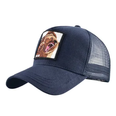 Bear Embroidery Mesh Cotton Caps