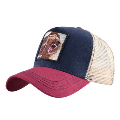 Bear Embroidery Mesh Cotton Caps
