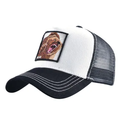 Bear Embroidery Mesh Cotton Caps