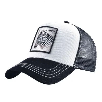 Cotton Zebra Embroidery Baseball Caps Simple Animal Dome Hat