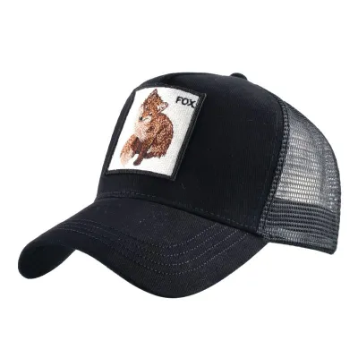 Cotton Fox Embroidery Baseball Caps Adjustable 56-60cm