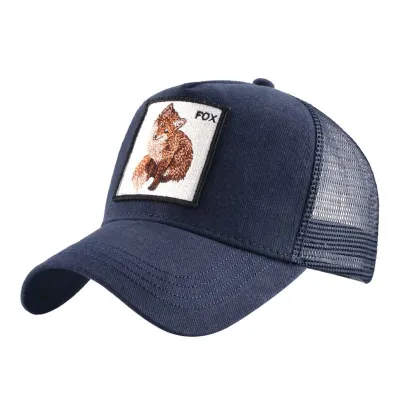 Cotton Fox Embroidery Baseball Caps Adjustable 56-60cm