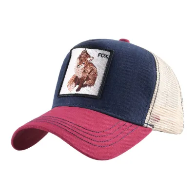 Cotton Fox Embroidery Baseball Caps Adjustable 56-60cm