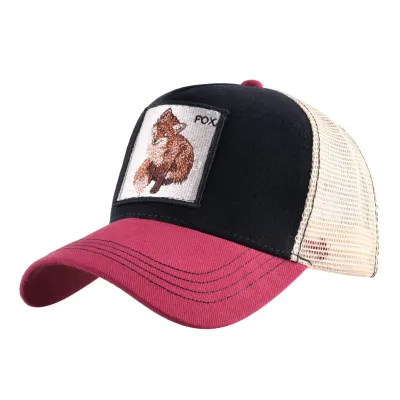 Cotton Fox Embroidery Baseball Caps Adjustable 56-60cm