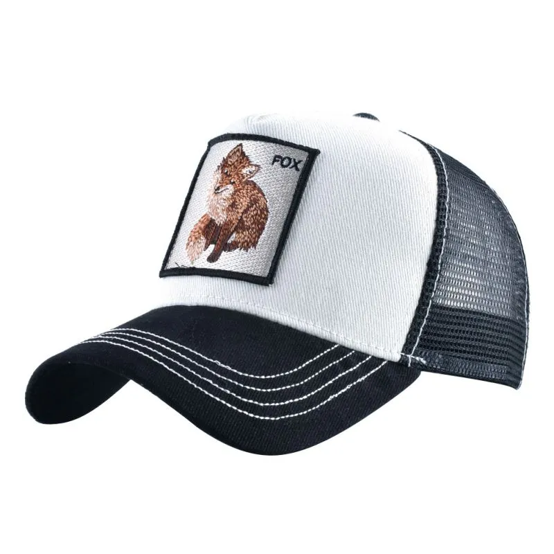 Cotton Fox Embroidery Baseball Caps Adjustable 56-60cm