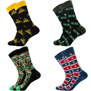 Women Breathable Stretchy Cotton Cartoon Mid-Calf Socks