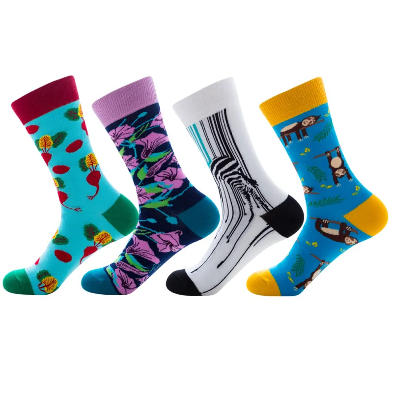 Women Animals and Plants Pattern Combed Cotton Personality Socks