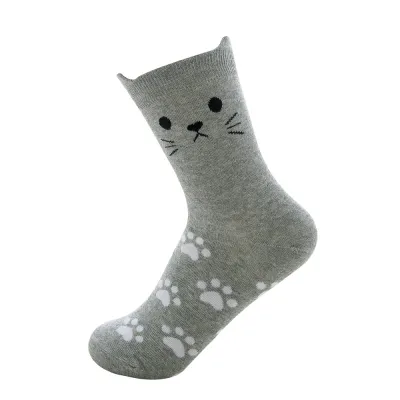Women Cat Pattern Cartoon Stretchy Cotton Boat Socks