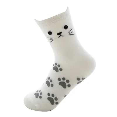 Women Cat Pattern Cartoon Stretchy Cotton Boat Socks