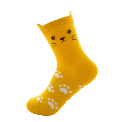 Women Cat Pattern Cartoon Stretchy Cotton Boat Socks