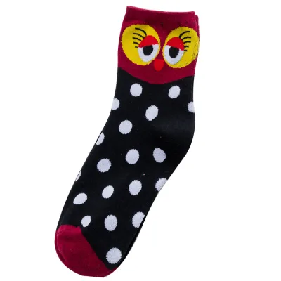 Women Owl Pattern Breathable Cotton Socks