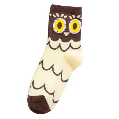 Women Owl Pattern Breathable Cotton Socks