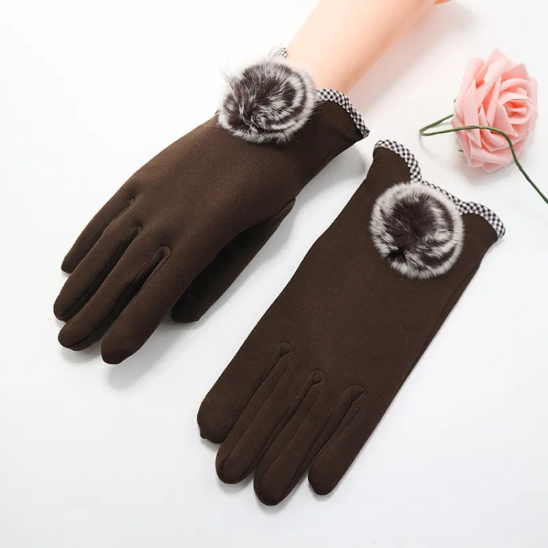 Women Winter Thick Warm Flannel Gloves 22cm