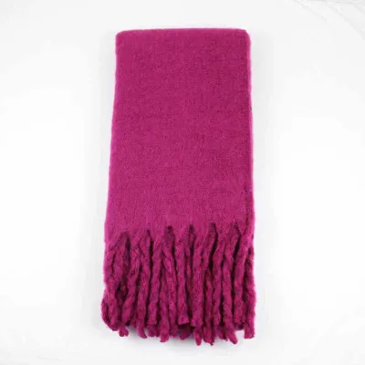 Women Winter Solid Color Tassel Pattern Thick Scarves