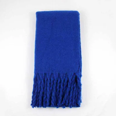 Women Winter Solid Color Tassel Pattern Thick Scarves