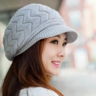 Women's Warm Knitted Wool Beanie Hat Solid Color Dome Skull Cap
