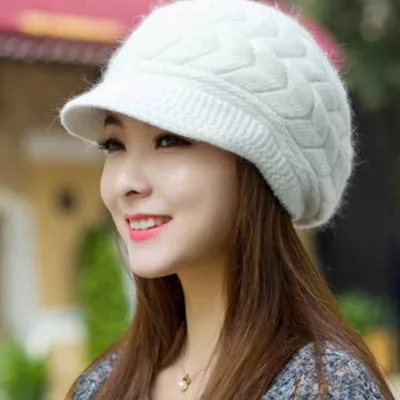Women's Warm Knitted Wool Beanie Hat Solid Color Dome Skull Cap