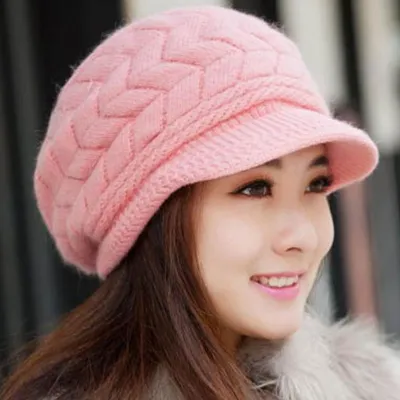 Women's Warm Knitted Wool Beanie Hat Solid Color Dome Skull Cap