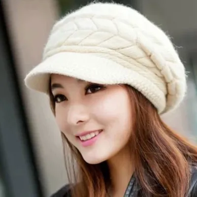 Women's Warm Knitted Wool Beanie Hat Solid Color Dome Skull Cap