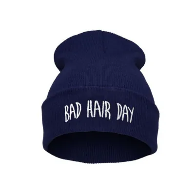 Women Casual Embroidery Knitted Dome Beanie Hat