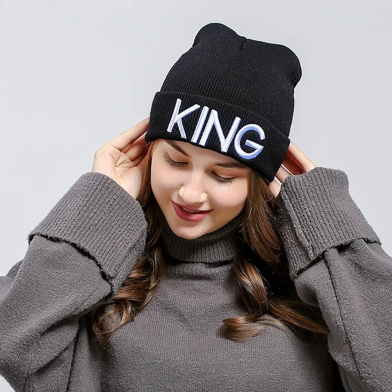 Unisex Winter Letter Embroidery Warm Beanie Hat