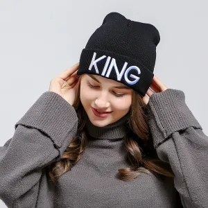 Unisex Winter Letter Embroidery Warm Beanie Hat
