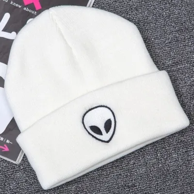 Unisex Winter Embroidery Alien Knitted Hat